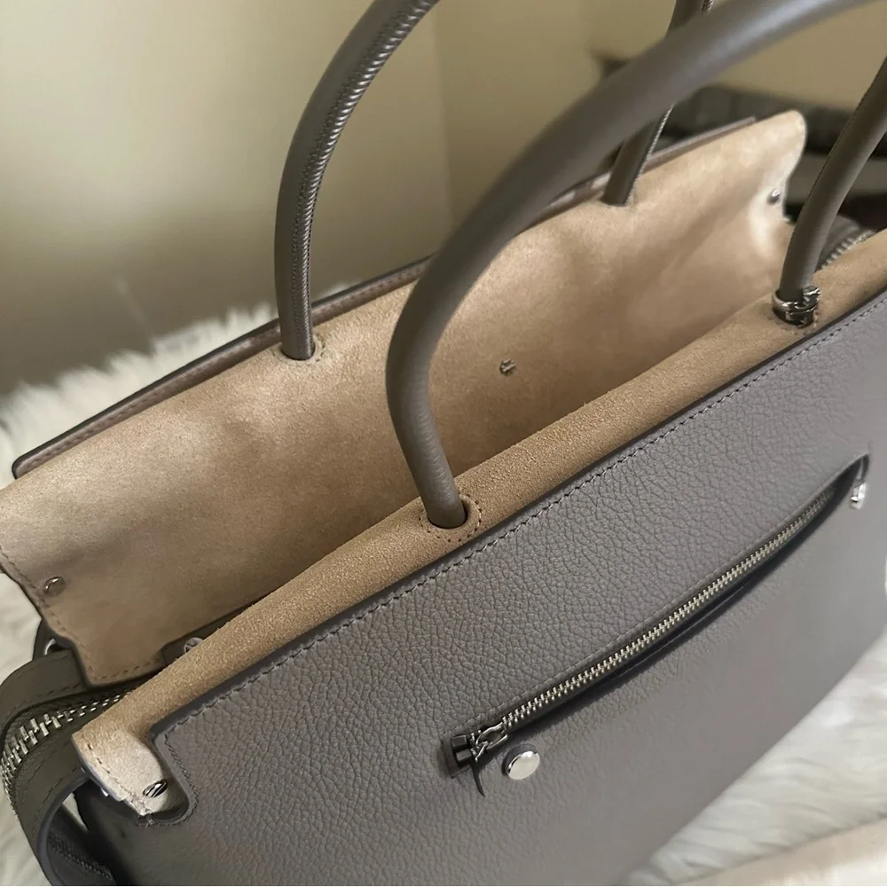 Tory Burch Mercer Large Pebbled Leather Satchel Bag Elegant Tan